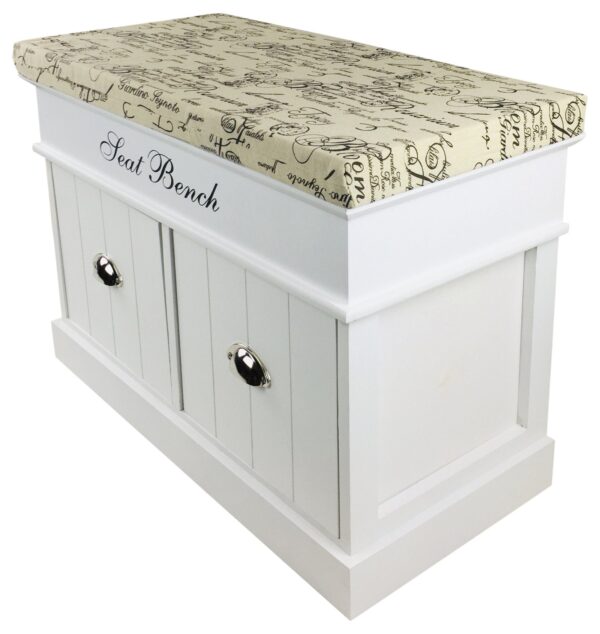 White Seat Bench With 2 Drawers & Lid 70cm - Image 5