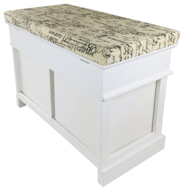 White Seat Bench With 2 Drawers & Lid 70cm - Image 2