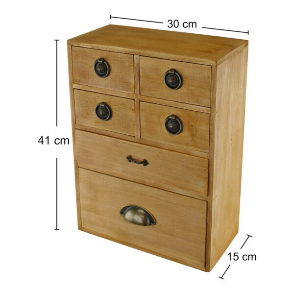 6 Drawer Storage Cabinet, Assorted Size Drawers - Image 3