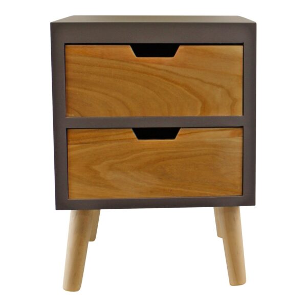 2 Drawer Chest In Grey Finish With Natural Drawers & Removable Legs - Image 2