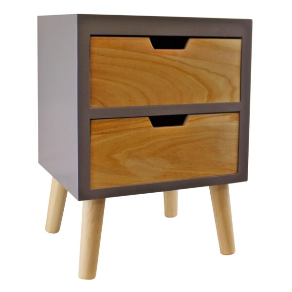 2 Drawer Chest In Grey Finish With Natural Drawers & Removable Legs - Image 3