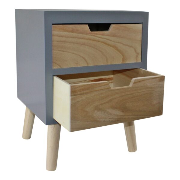 2 Drawer Chest In Grey Finish With Natural Drawers & Removable Legs - Image 4