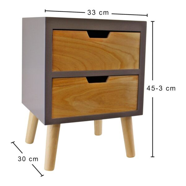 2 Drawer Chest In Grey Finish With Natural Drawers & Removable Legs - Image 5