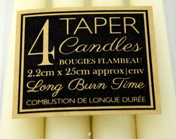 Set Of 4 Ivory Taper Candles - Image 2