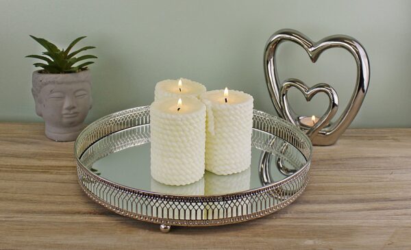 Large Silver Mirror Candle Plate - Image 2