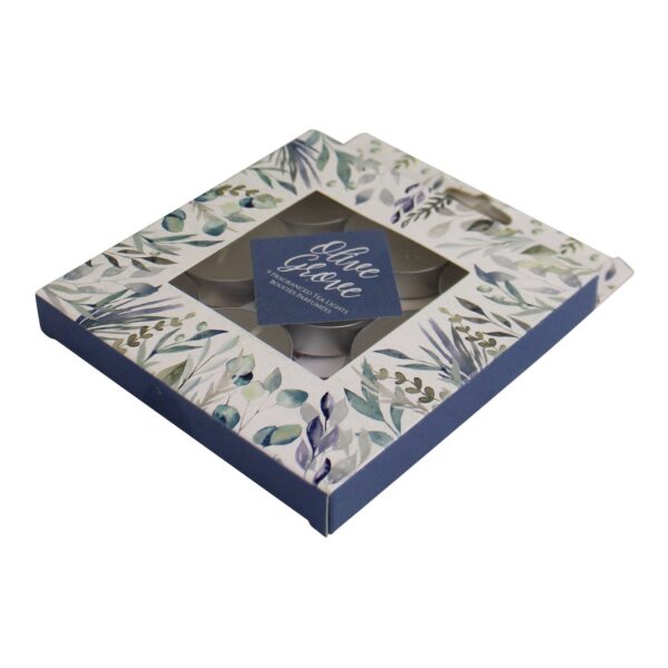 Pack of 9 Gift Boxed Olive Grove Fragranced Tealight Candles - Image 3