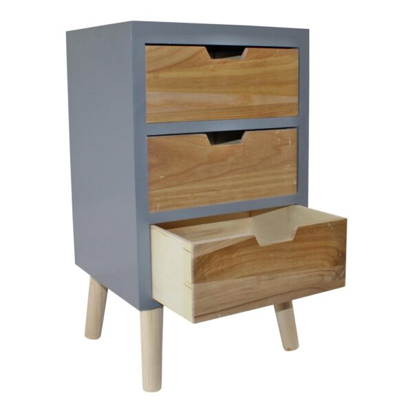 3 Drawer Chest In Grey Finish With Natural Drawers With Removable Legs - Image 3