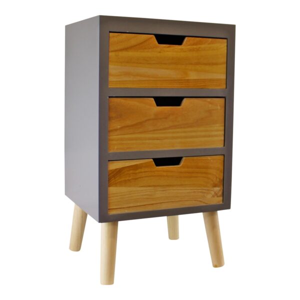 3 Drawer Chest In Grey Finish With Natural Drawers With Removable Legs - Image 4