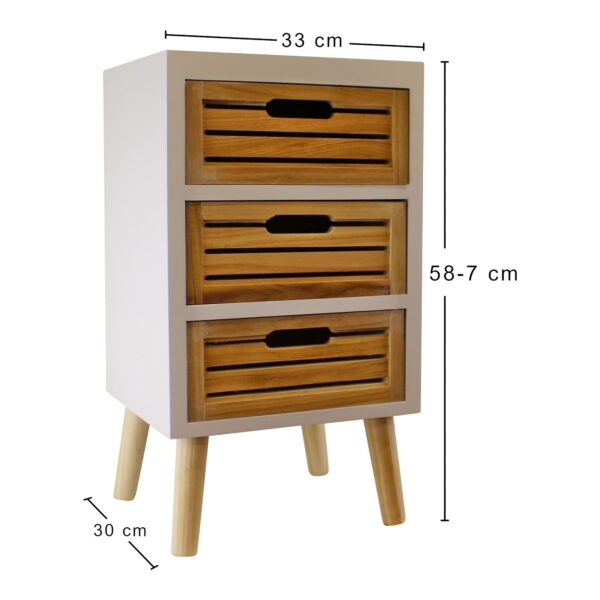 3 Drawer Unit In White With Natural Wooden Drawers With Removable Legs - Image 2