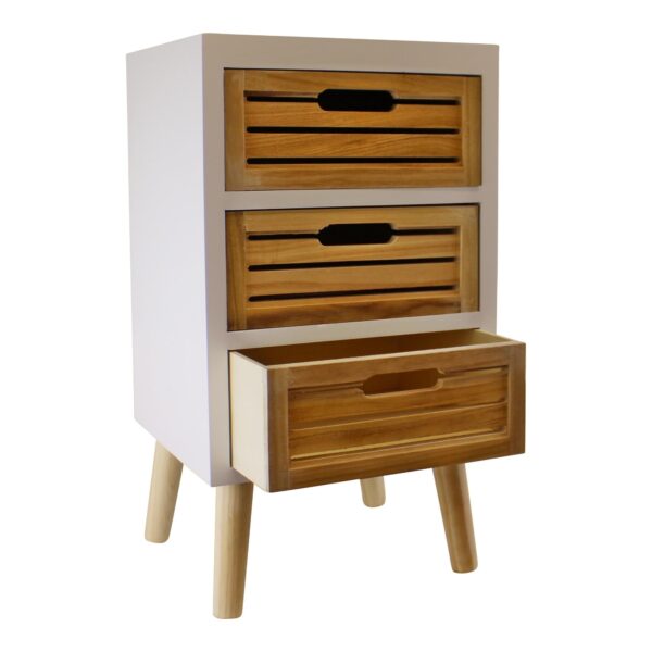 3 Drawer Unit In White With Natural Wooden Drawers With Removable Legs - Image 3