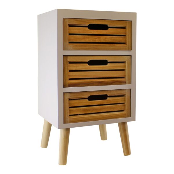 3 Drawer Unit In White With Natural Wooden Drawers With Removable Legs - Image 4