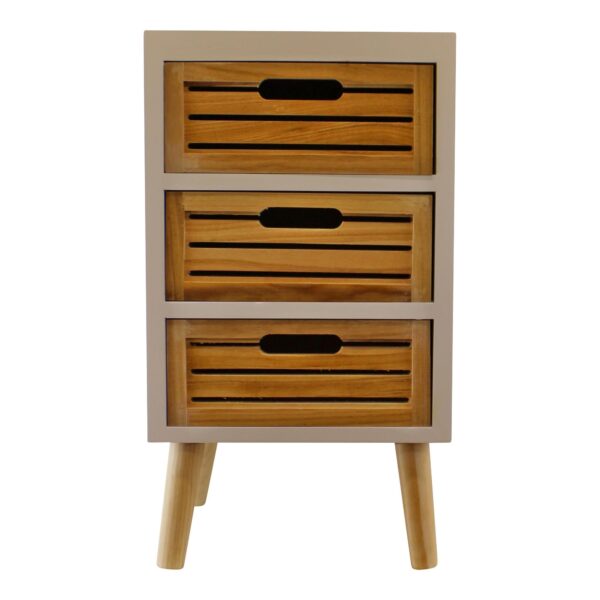 3 Drawer Unit In White With Natural Wooden Drawers With Removable Legs - Image 5