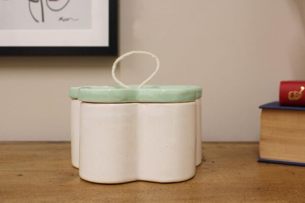 Green Flower Shape Trinket Box - Image 3