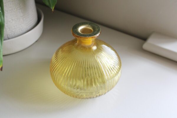 Yellow Ribbed Glass Candle Holder - Image 5