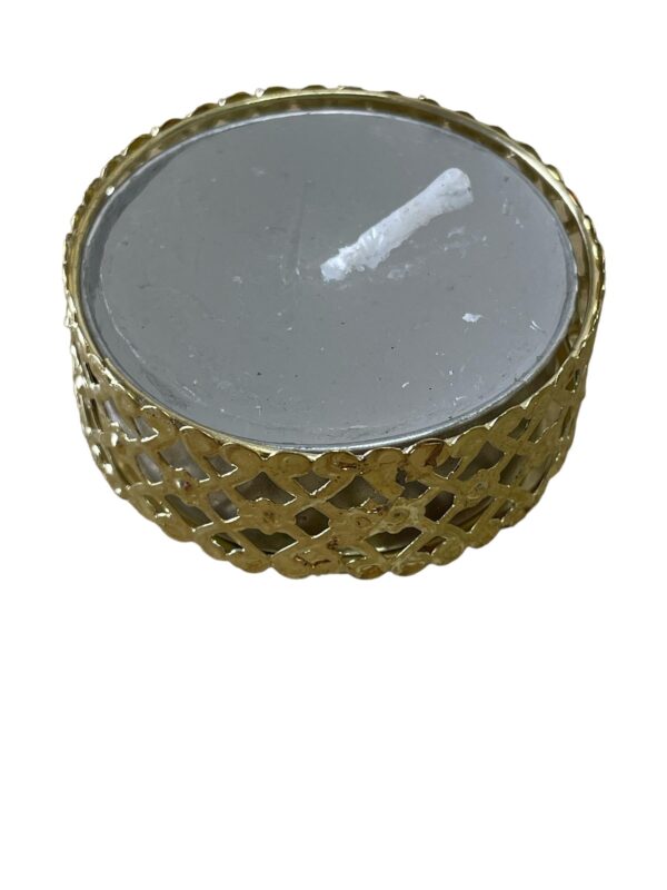 Silver and Gold Heart Pattern Tea Light Candles, Pack of 12 - Image 3